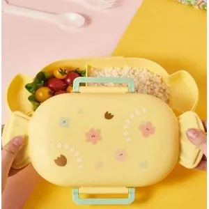 Children Candy Shaped Lunch Box Food Cutlery With Fork & Spoon - Yellow