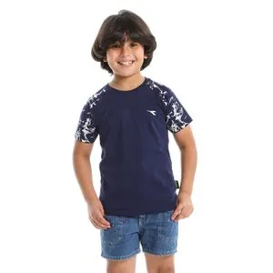 Diadora Boys Printed Cotton T-Shirt - Navy