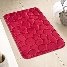 feegoo Memory Foam Bath Mat Comfortable Cobblestone Bathroom Rug Super Water Absorbent Bath Rug Machine Washable Bathroom Mat Non Slip Rug Soft Stone Embossed Carpet Thick Shower Floor Bathmat