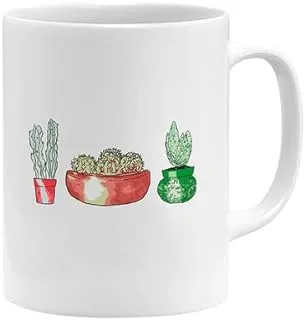 RYN PRINTED DESIGN Cactus Plant Theme Coffee Mug White 11x14centimeter