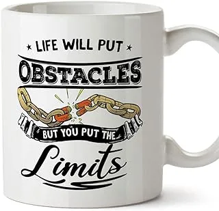 MUGFFINS Motivational Mug -Life Will Put Obstacles, but You Put The Limits Motivation Gifts/Presents to Increase The Morale