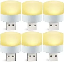 BukNikis Portable USB Lamps, Soft Warm White, USB LED Lights for Home Use, Camping, Car Interior, DC 5V, 1W, 6-Pack