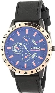 Viking Black Leather Men Watch