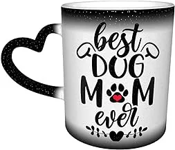 Novelty Dog Mama Gift, Best Dog Mom Ever Coffee Mug Heat Changing Color Change Ceramic Funny Heat Sensitive Tea Cup 11 oz