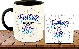 Whats Your Kick Football Inspiration Printed Black Inner Colour Ceramic Coffee Mug with Desky- Best Football Design, Fun, Best Gift | Sports, Game (Multi 7)