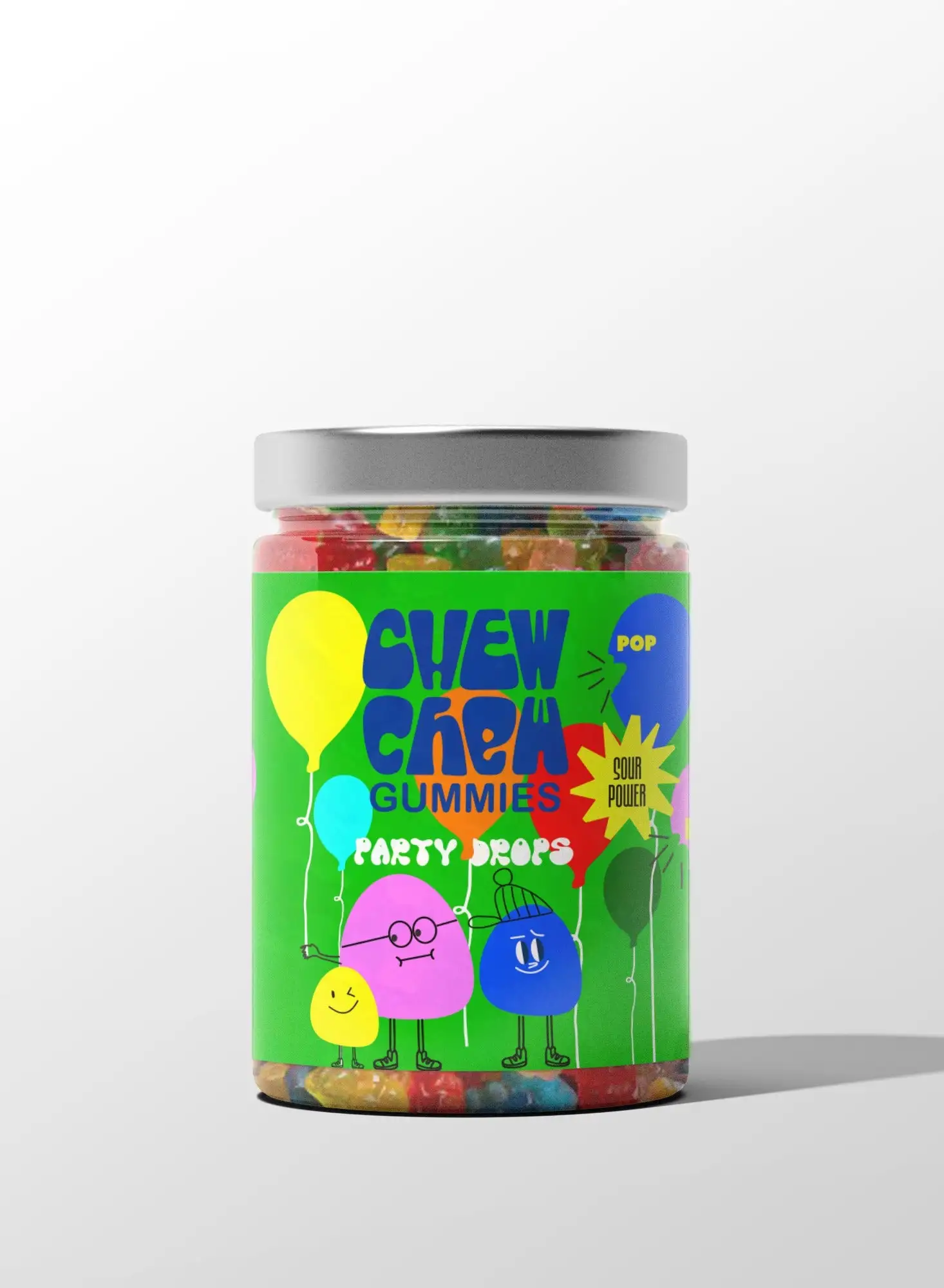 CHEW CHEW Gummies Jelly Candy Fruits Jar Party Drops Sour 250 grams