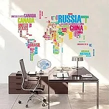 Colorful Letters World Map Wall Stickers Living Room Home Decorations Creative Decal Mural Wall Art