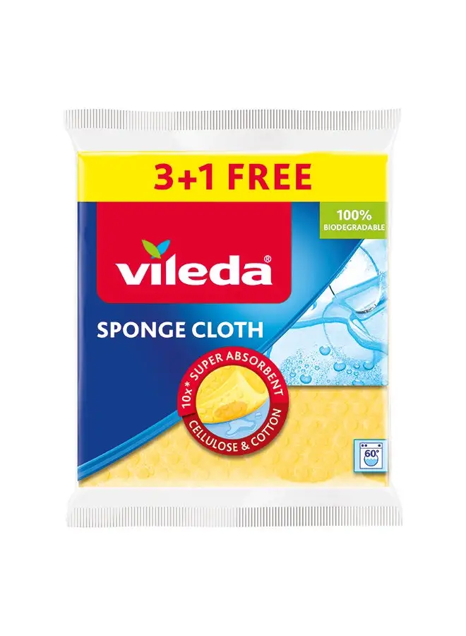 Vileda Sponge Cloth 3 Plus 1 Free Pack VC053 Yellow