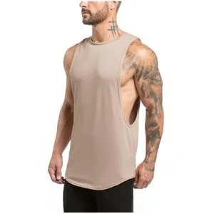 Fashion Brand Clothing Fitness Wear Men Silod Tank Top Men Bodybuilding Stringers Mens Singlet Gym Tanktop Workout Clothes For Men-Khaki