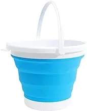 Qiccijoo Collapsible Bucket with Handle,10L 2.6 Gallon Portable Folding Buckets,Space Saving Silicone Bucket for Cleaning,Car or Home Washing,Outdoor,Garden, Fishing and Camping（Round/Blue）