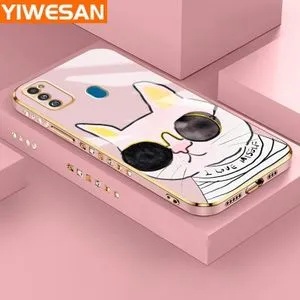 YIWESAN حافظة سامسونج M30s غطاء خلفي مطلي لطيف