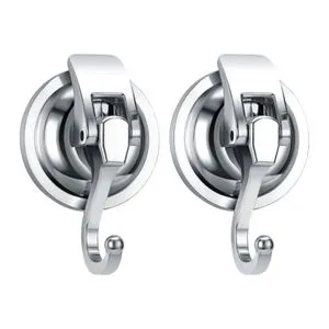 2Pcs Suction Cup Hooks Reusable Shower Hooks Easy To Install Argent