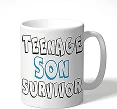 Funny Fathers Day Mug -Teenage Son Survivor - Dad Daughter Son Mug Christmas Mug for dad CMUG167