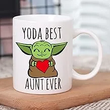 كوب قهوة AMRIU Baby Yoda Best Aunt Ever - أكواب لطيفة هدايا Baby Yoda للعمة، كوب قهوة مبتكر مضحك - هدايا فريدة من نوعها لعمة عيد الميلاد من ابنة أخي، هدية عيد ميلاد مضحكة لعيد الأم فكرة هدية للعمة