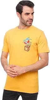 تي شيرت فضفاض بطبعة كوب، MUSTARD، M