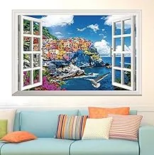 Mediterranean Background Fake Bedroom Windows Wall Stickers