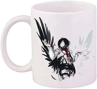 RKN Design Anime Attack on Titan Double Side Printed Ceramic Coffee/Tea Friends Mug 11 Ounce White