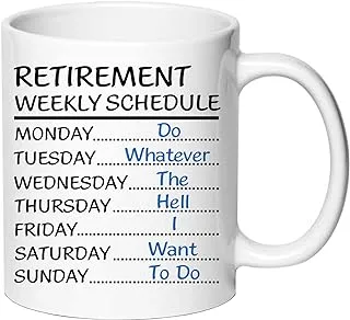 Retirement Gifts for Men - Retirement Weekly Schedule Coffee Mug - Going Away Friendship Office Gift Farewell Goodbye Presents for his Male Coworkers, Colleague, Boss, Friends 11oz Cups (man retire)