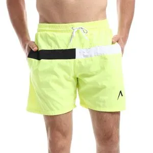 Activ Tri-Tone Elastic Waist Light Lemon, Black & White Swim Short