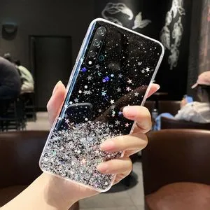 Case For Huawei Nova 5T Back Cover Luxury Glitter Sequins Foil Starry Bling Clear Casing