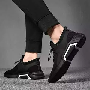 Fashion Slip-On Casual Shoes Men's Lace-Up Canvas Shoes Black