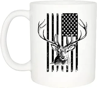 Rogue River Tactical USA Subdued Flag Deer Coffee Mug Hunting Buck Hunter Novelty Cup Gift For Friend Hunt