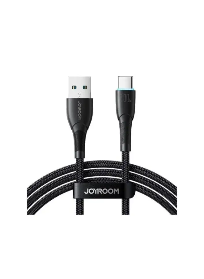 كابل بيانات من JOYROOM SA32-AC6 Starry Series 100 وات شحن سريع USB-A إلى Type-C، 1 متر - أسود