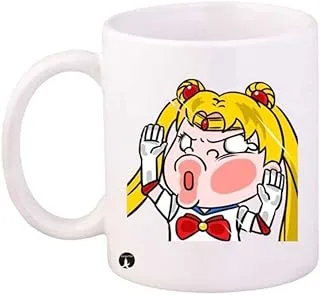 RYN Design Sailor Moon Coffee Mug White Yellow Red Standard Size