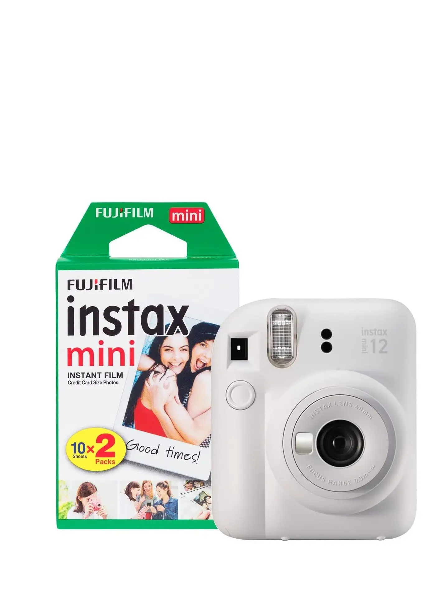 FUJIFILM كاميرا Fujifilm Instax Mini 12 الفورية مع مجموعة أفلام مكونة من 20 لقطة - أبيض صلصال