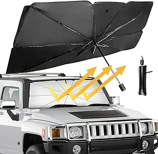 TRAVABEE Car Windshield Sun Shade Umbrella, Foldable Sunshade for Car Windshield Front Window Blocks UV Rays Automotive Interior Sun Heat Visor Protector Keep Vehicles Cool, Fits Most SUV Truck