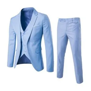 Fashion (Light Blue)Men Business Casual Suits Classic Blazers Suit Sets Spring Autumn Wedding Groomsmen Formal Jacket Pants Fashion Male Clothing WEF