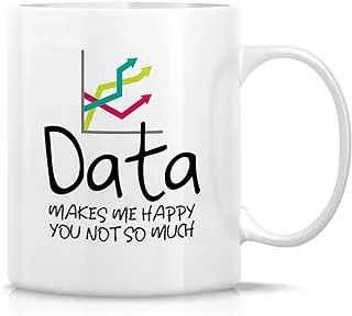 Retreez Funny Mug - Data Makes Me Happy Data Science Scientist Analyst Computer Accounting 11 Oz Ceramic Coffee Mugs - Funny Sarcasm Inspirational birthday gifts for friend coworker colleague him her