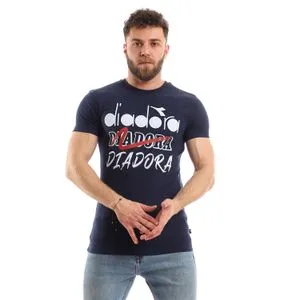 Diadora Men Cotton Printed T-Shirt - Navy