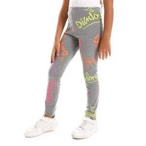 Diadora Printed  Girls Cotton Leggings - Grey