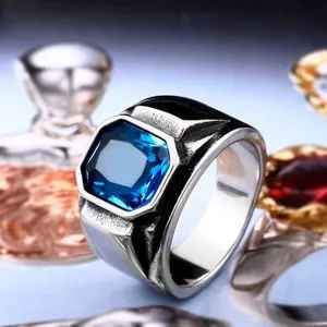 Fashion (BLUE)BEIER New Store Stylish Square Embedding Green And Blue Stones