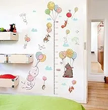 Lovely cartoon animals wall paper balloons cute Fox elephant wall sticker PVC height measure chart for Living room bedroom Wardrobe