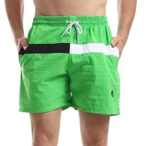 Activ Tri-Tone Elastic Waist Green, Black & White Swim Short