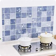 Blue flower Anti-oil Wall Paper Kitchen Sticker High Temperature Resistance Decal Paper