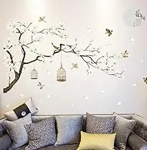 Chinese style wall stickers white magnolia flower petals birds bird cage stickers bedroom living room porch decor Decals large-XSQ