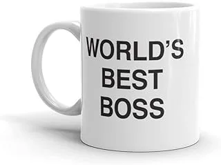 كوب قهوة مع Dunder Mifflin، Unop Dunder Mifflin The Office-World's Best Boss-11 أونصة من السيراميك المضحك للقهوة/الشاي/الكاكاو - كوب قهوة فريد من نوعه وفكرة هدية للذكور/الإناث/الرؤساء/زملاء العمل