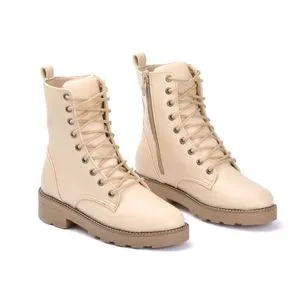 Half boot leather and iris-BEIGE