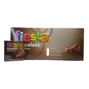 واقي ذكري Fiesta Chocolate - منقط ومعطر - 24 عبوة مكونة من 3 واقيات ذكرية