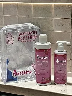 Awesome Strawberry Body Wash, Lotion and Makeup Bag Set 750 ml