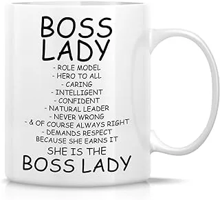 Retreez Funny Mug - Boss Lady Role Model Caring Description 11 Oz Ceramic Coffee Mugs - Funny, Sarcasm, Motivational, Inspirational birthday gifts for friends, coworkers, employer, siblings, dad, mom