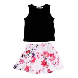 Children's Print Clothing Set Sleeveless Top And Skirt For 3 Years