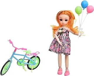 Plastic Bride Long Yellow Hair With Colorful Bike And Three Balloon Add More Funny For Children Set Of 5 Pieces - Multi Color