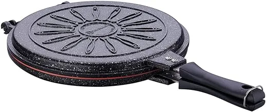 Korkmaz Ornella Round Double Granite Grill Pan, 28 cm Size, Black