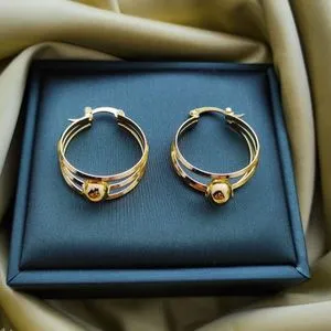 Butterfly 18k Gold Plated Hoop Earrings Medium Size - Golden Color