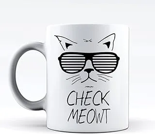 Novelty Printed Mugs Check Meowt Cat Coffee Mug Cup Gift