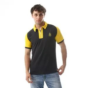 Caesar Embroidered Pique Polo Shirt With Classic Collar And Zipper